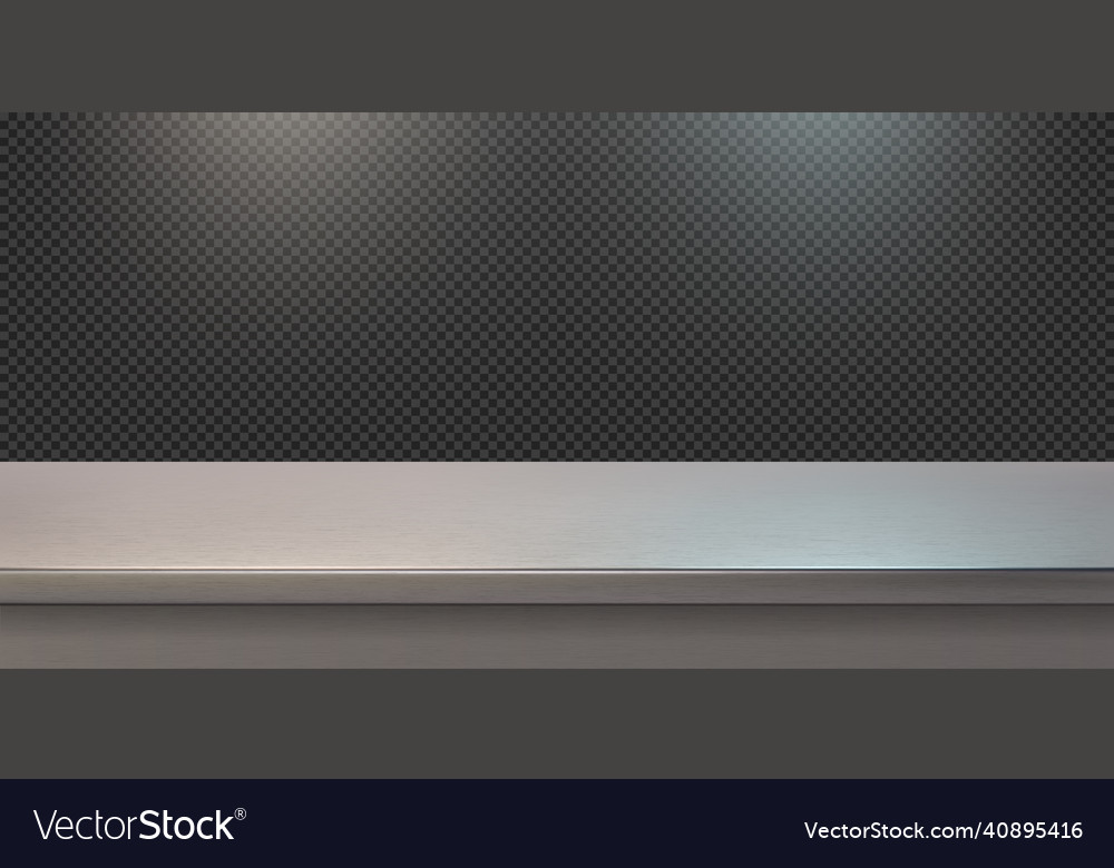 Silver steel countertop empty shelf Royalty Free Vector