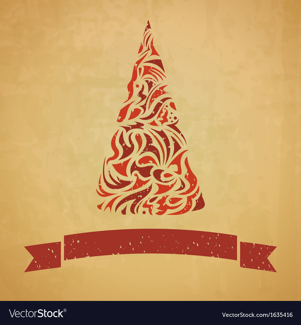 Template of christmas card with a fir tree