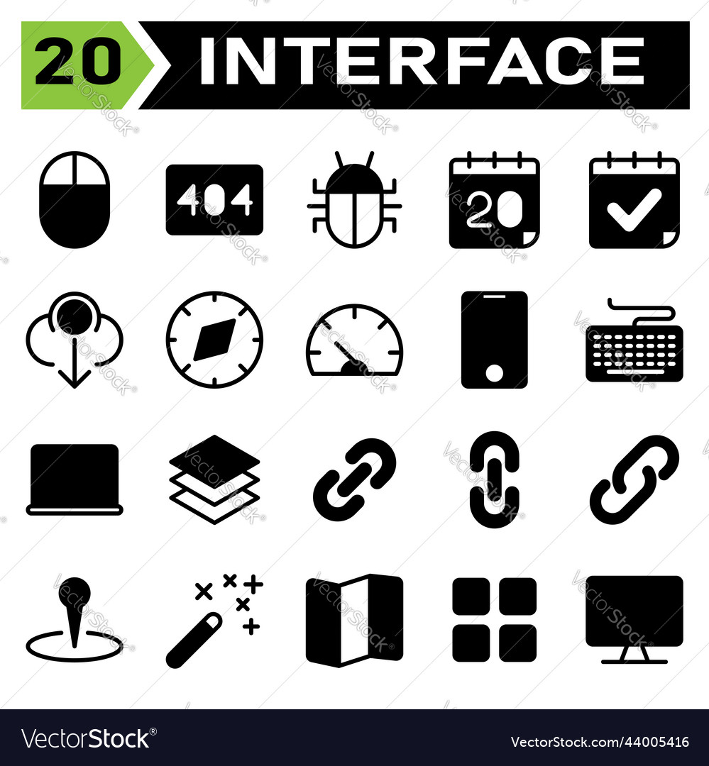 User interface icon set include download arrow vector image User interface icon set include download arrow