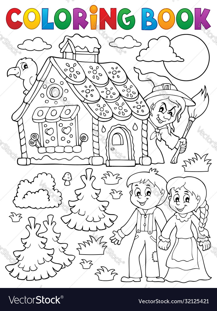 Coloring Book Hansel And Gretel 1 Royalty Free Vector Image