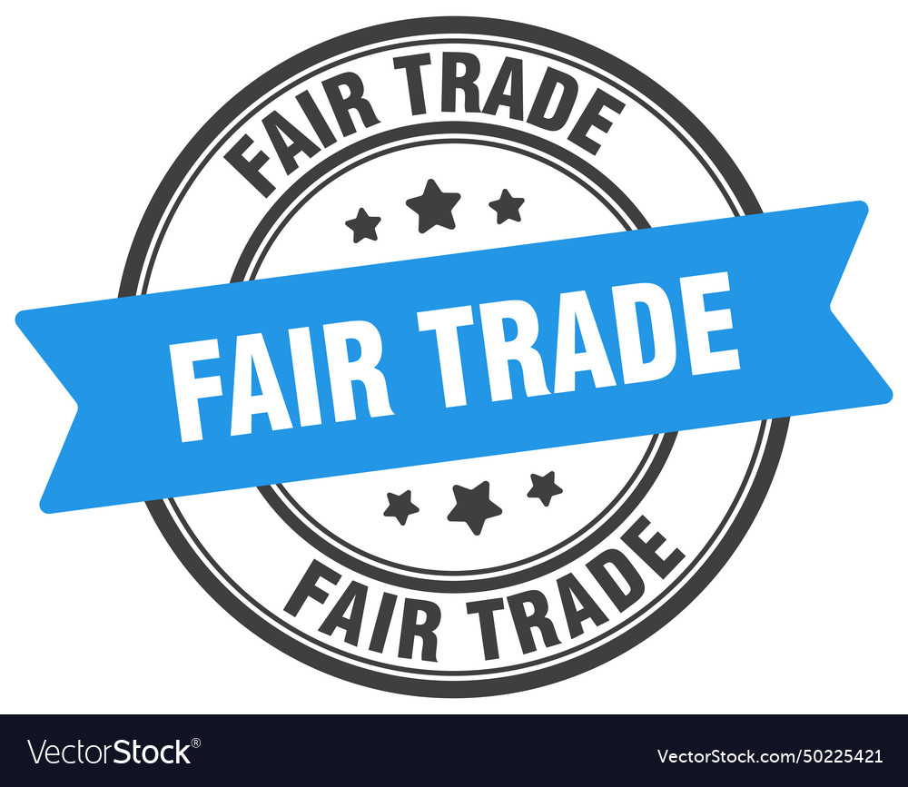 Fair trade stamp label on transparent