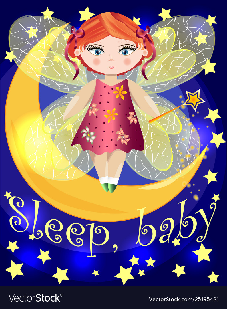 Fairy sitting on a moon Royalty Free Vector Image