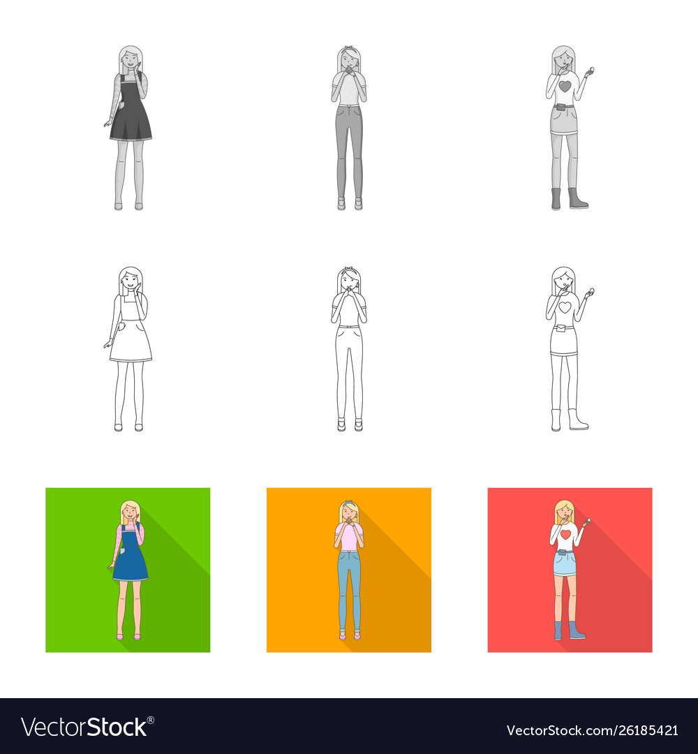 Isolated object posture and mood icon set vector image Isolated object posture and mood icon set