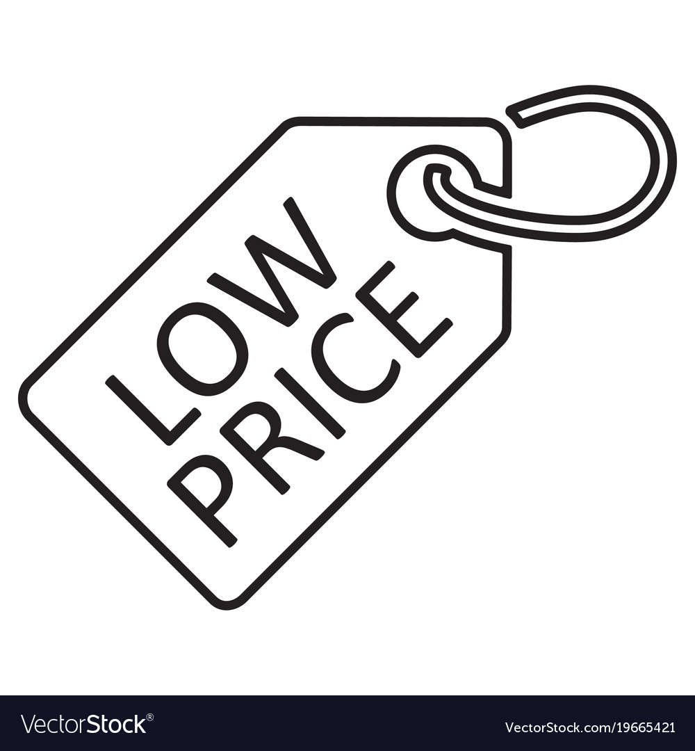 Low Price Tag Line Icon Black Color Isolated On Vector Image