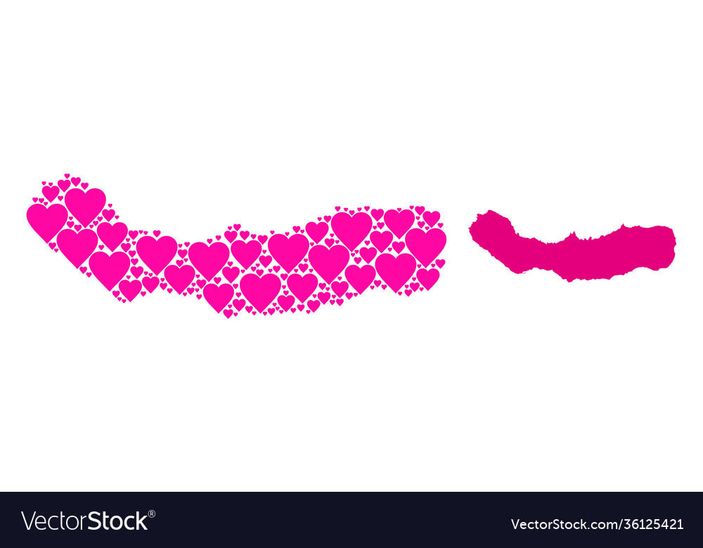 Pink heart collage map sao miguel island