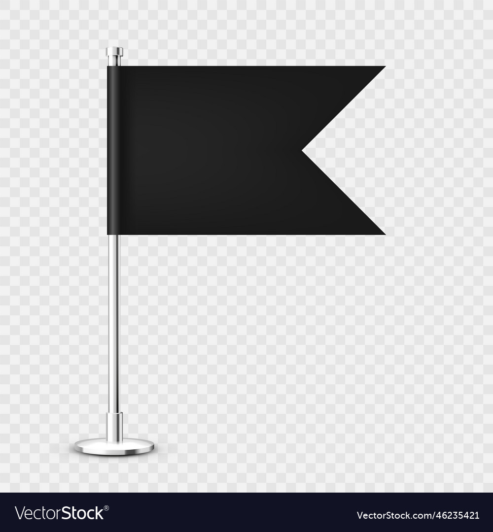 Realistic table flag on a chrome steel pole blank Vector Image