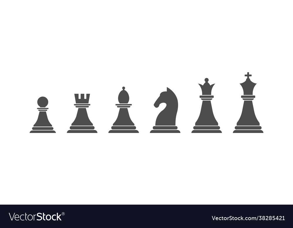 Set chess pieces a composite contour icon Vector Image