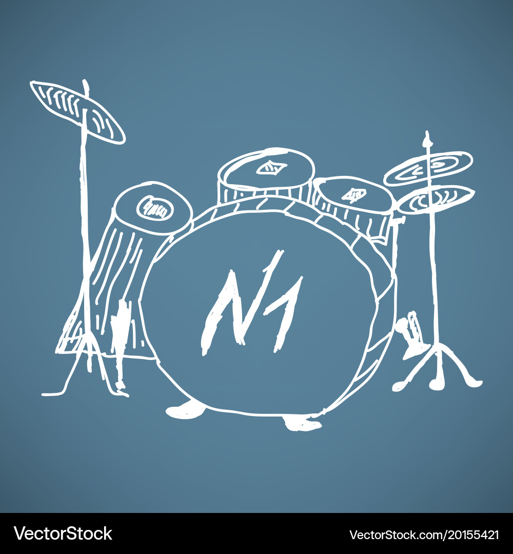 Sketches drum kit Royalty Free Vector Image - VectorStock