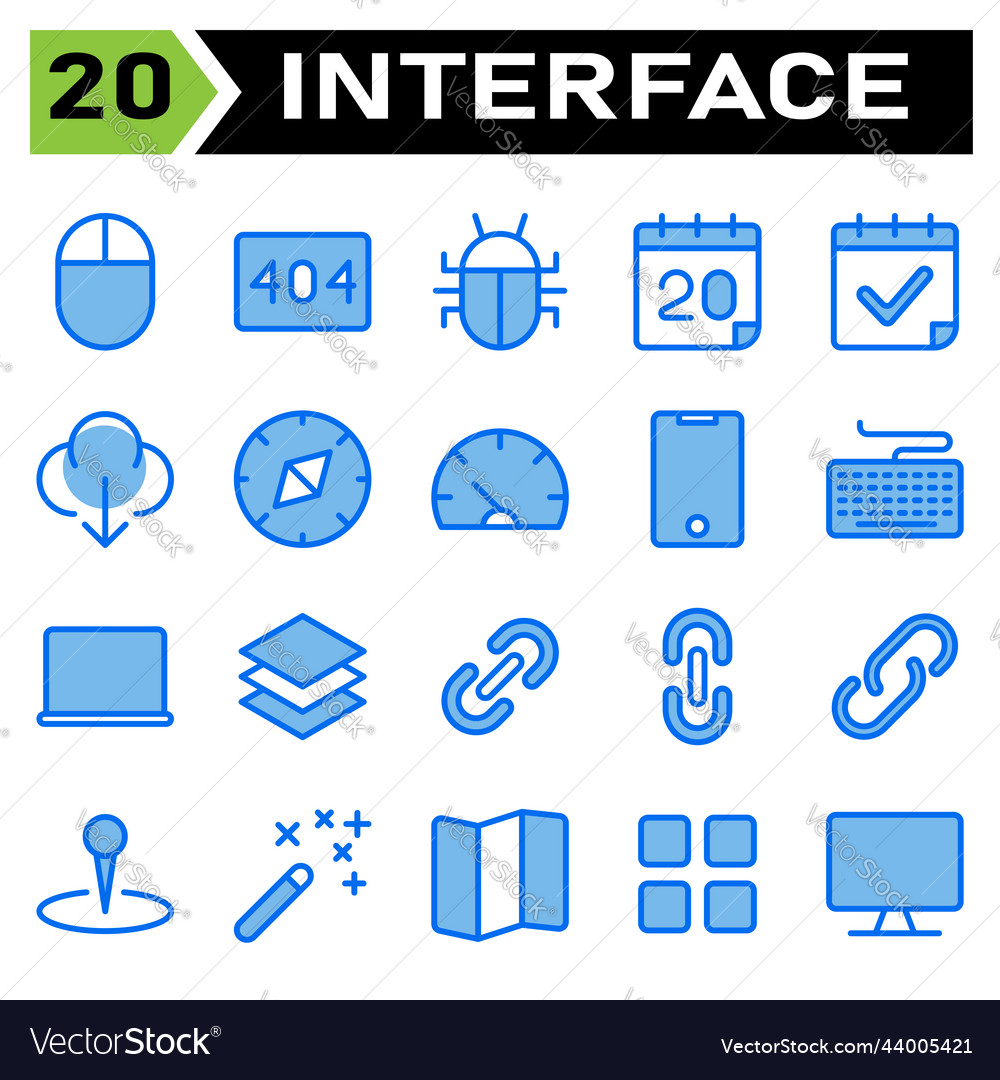 User interface icon set include download arrow vector image User interface icon set include download arrow