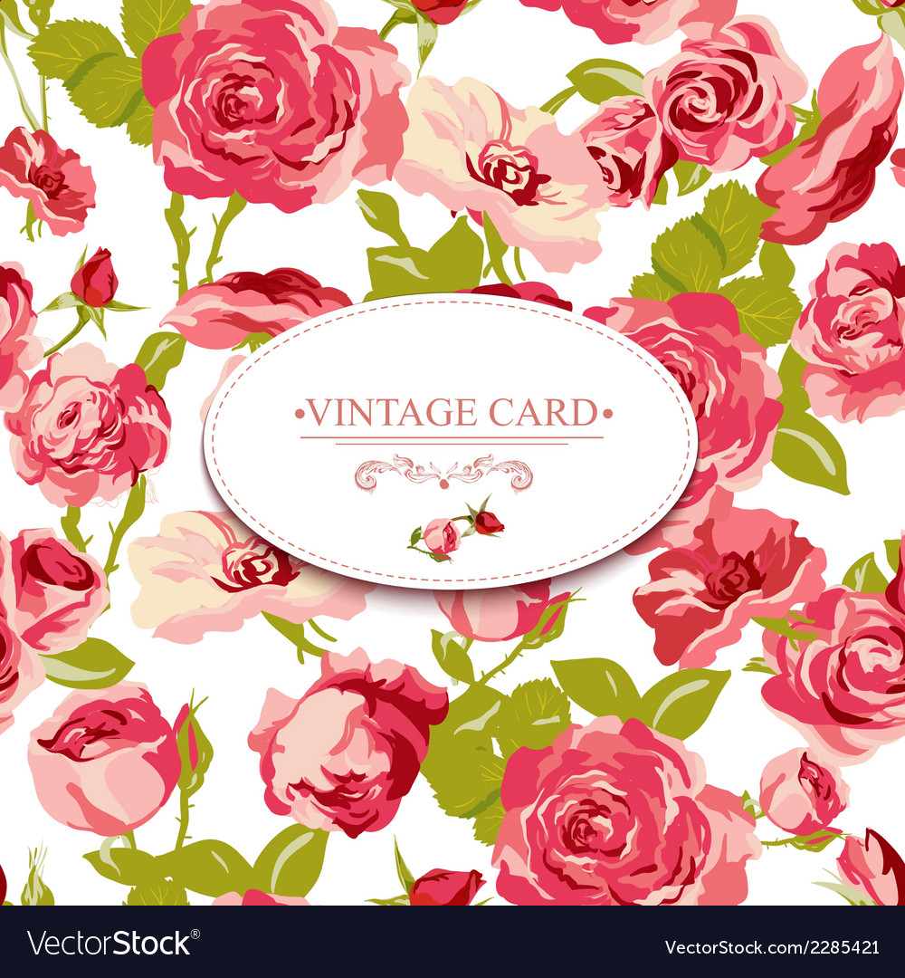 Vintage Floral Card with Roses Royalty Free Vector Image