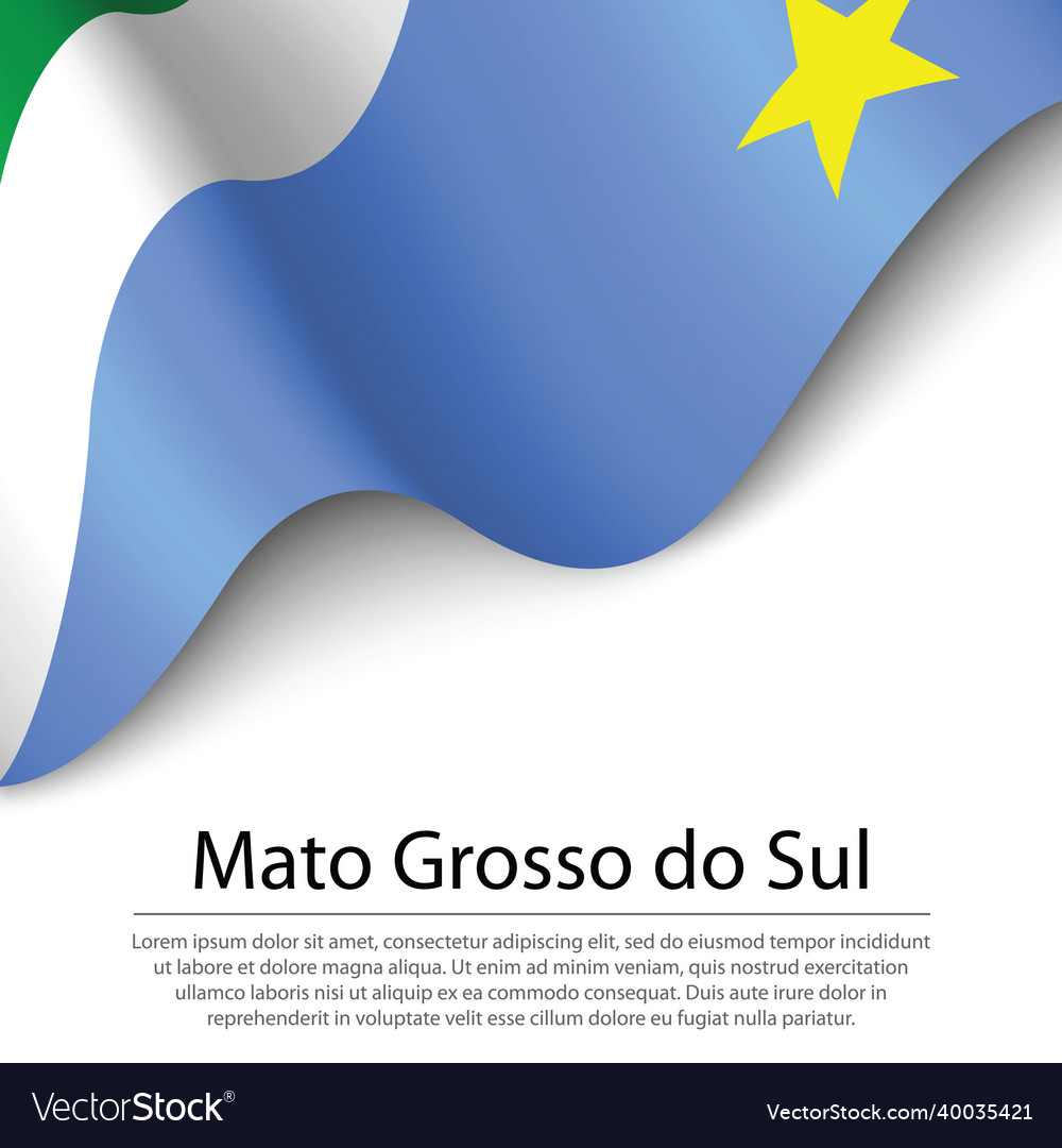 Waving flag of mato grosso do sul is a state Vector Image