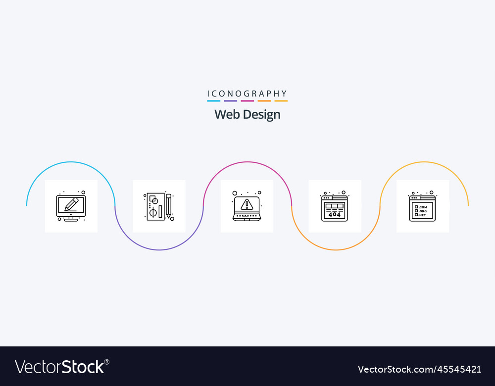 Web design line 5 icon pack including website