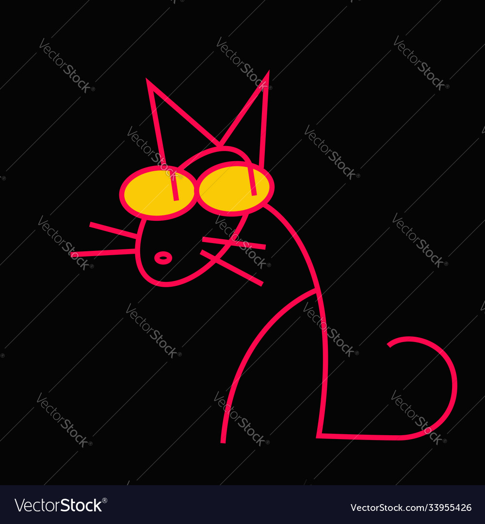 A red cat on black background vector image A red cat on black background
