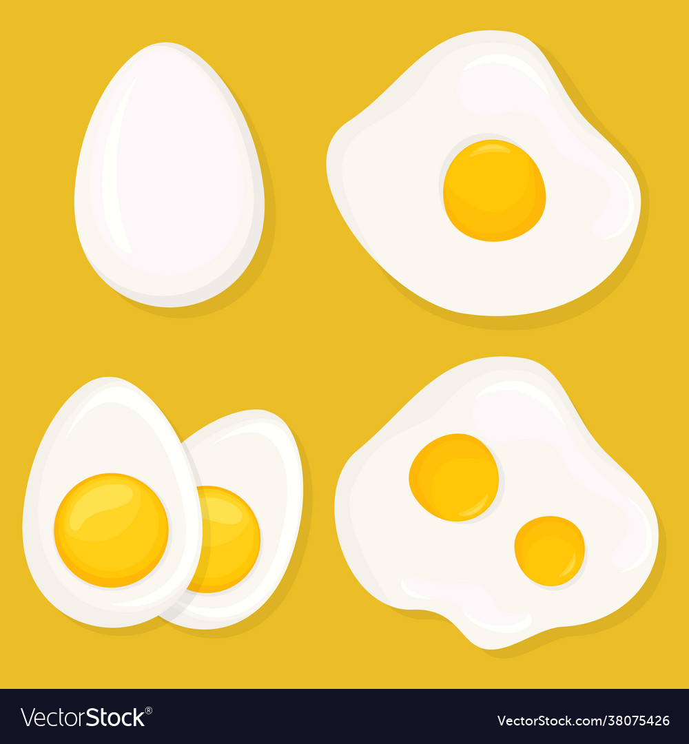 A set differently cooked eggs whole egg raw