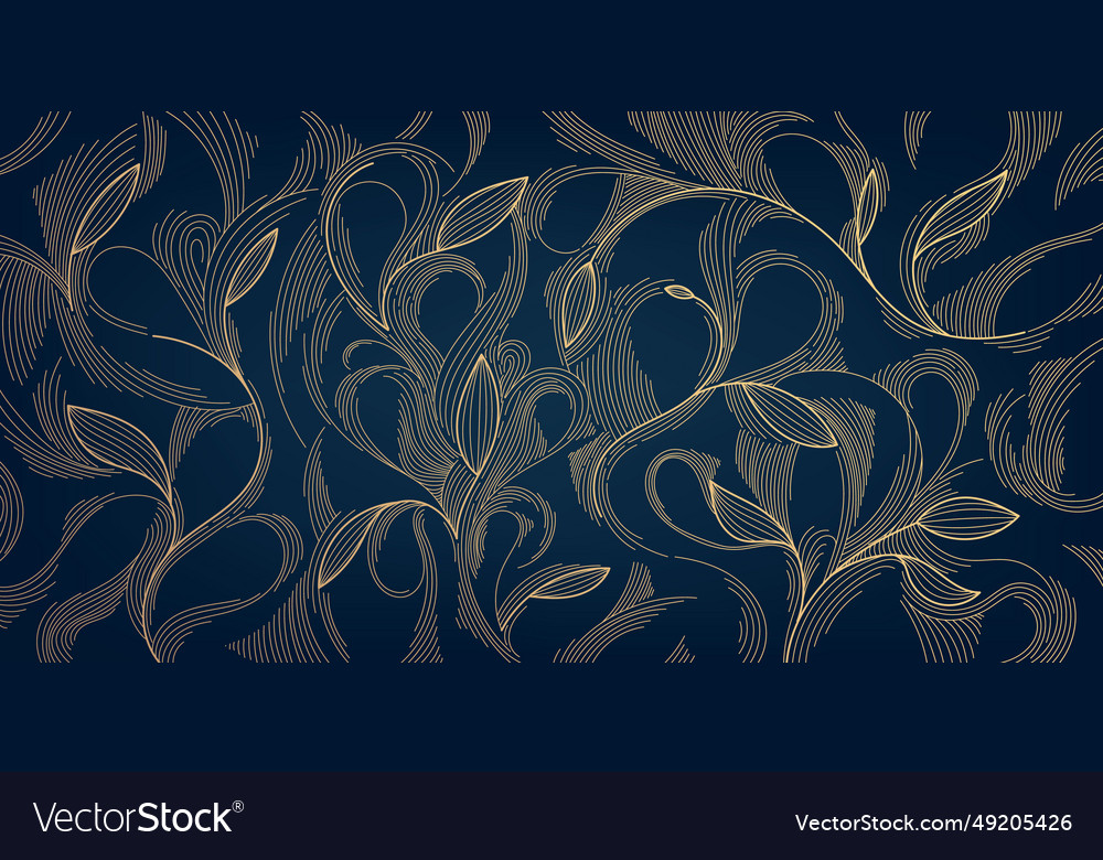 Art deco luxury floral line pattern golden Vector Image