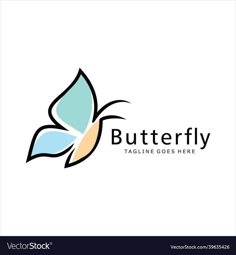 Butterfly logo design with elegant linear