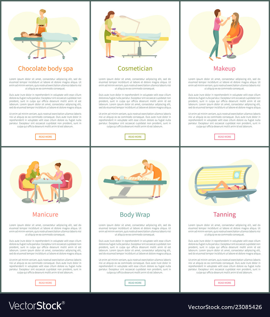 Chocolate body spa and tanning posters Royalty Free Vector