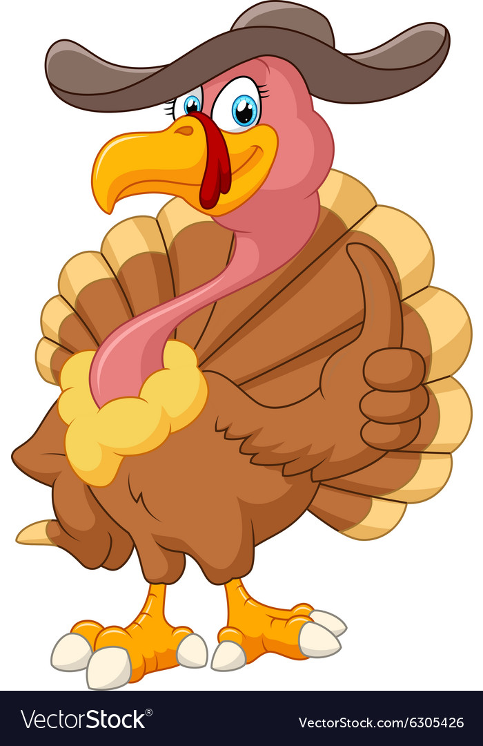 Cute turkey cartoon giving thumb up