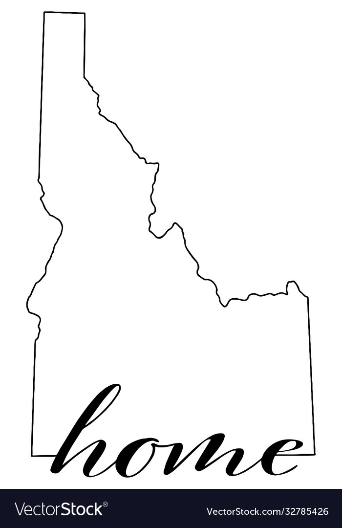 Idaho state map outline with word home