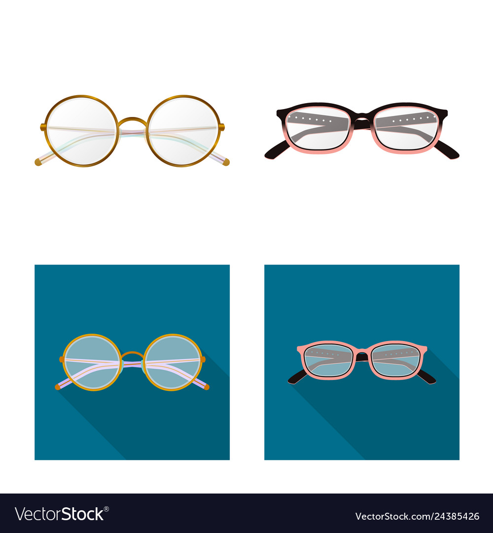 Isolated object of glasses and frame symbol set
