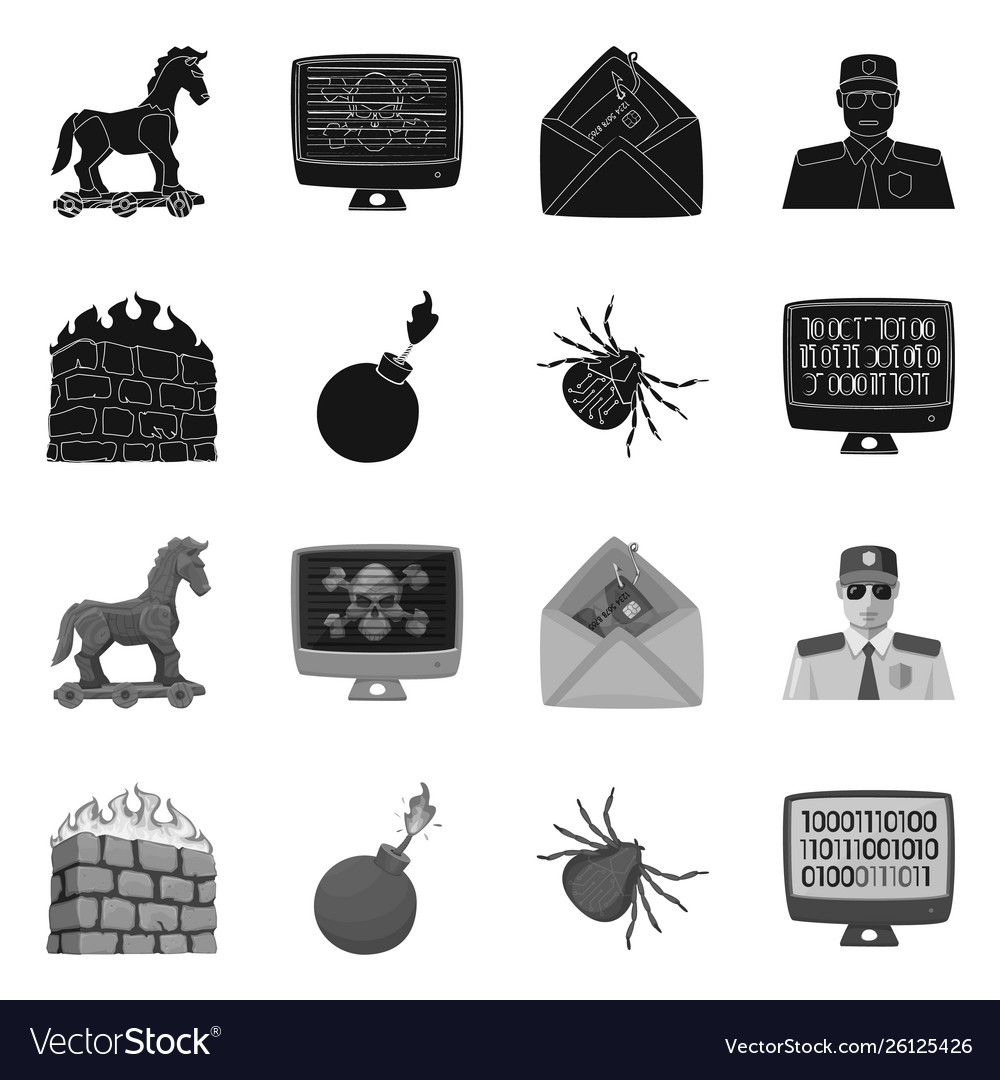 Isolated object virus and secure sign vector image Isolated object virus and secure sign