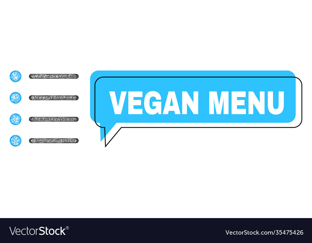 Misplaced vegan menu message cloud and net items vector image Misplaced vegan menu message cloud and net items