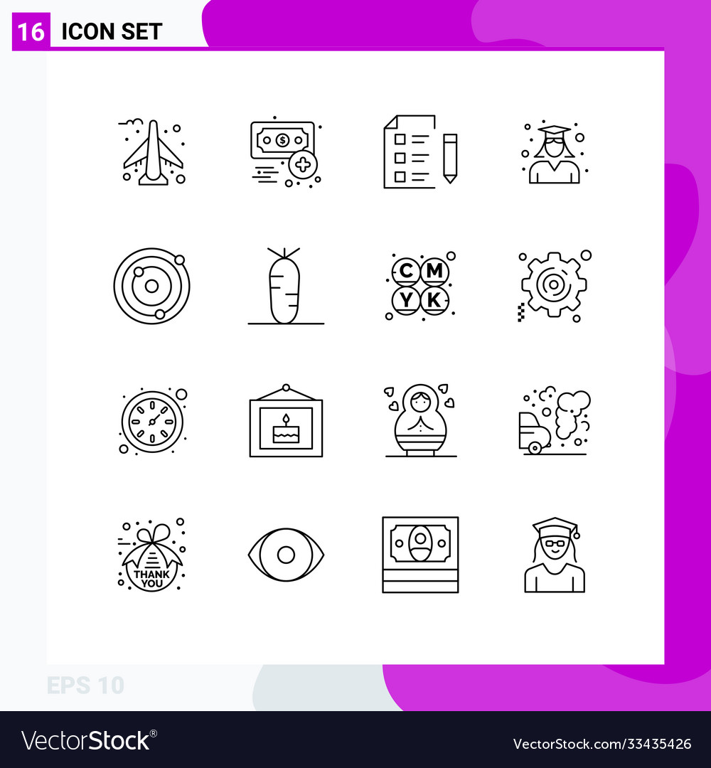 Modern set 16 outlines pictograph astronomy
