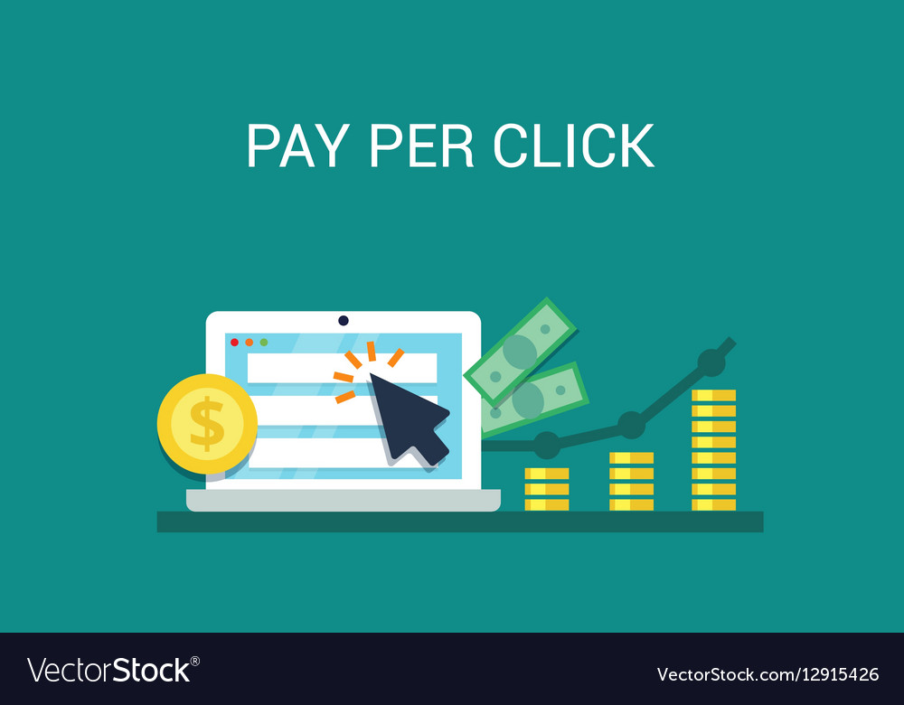 Pay per click internet marketing concept - flat