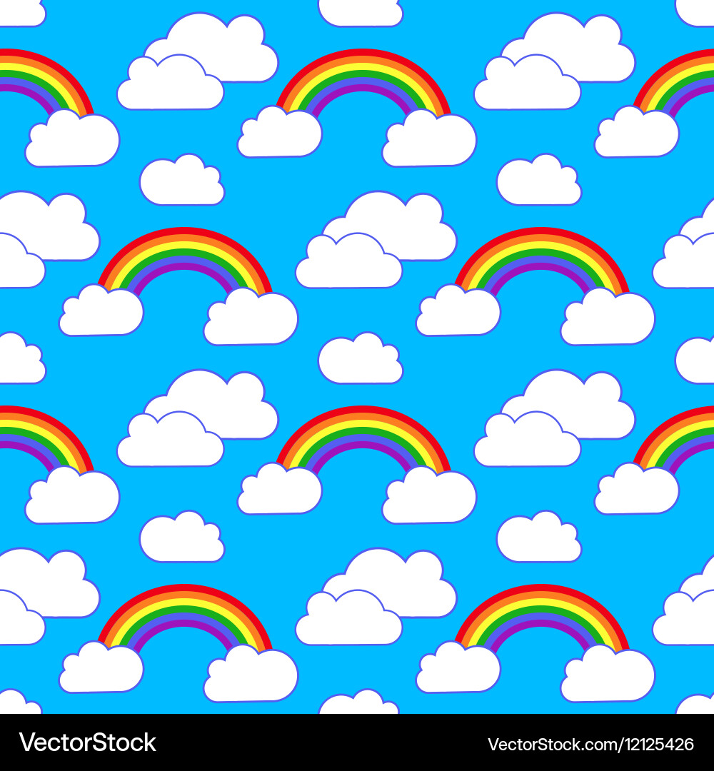 Rainbow and clouds Royalty Free Vector Image - VectorStock