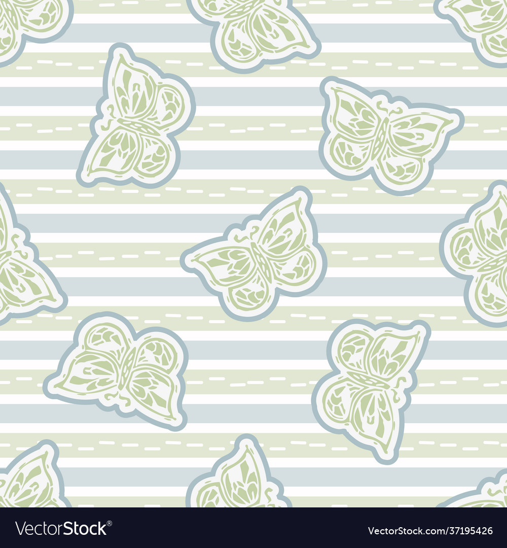 Seamless minimalist butterfly blockprint pattern