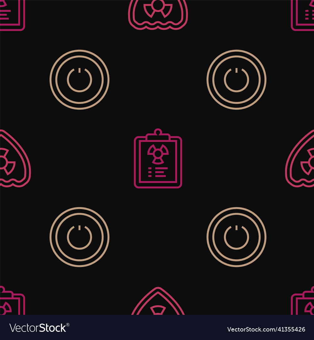 Set line radioactive in shield power button vector image Set line radioactive in shield power button