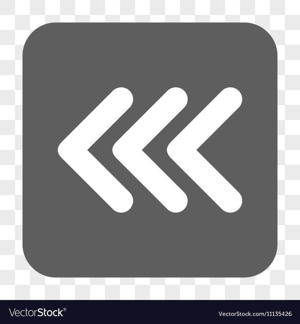 Triple arrowhead left rounded square button