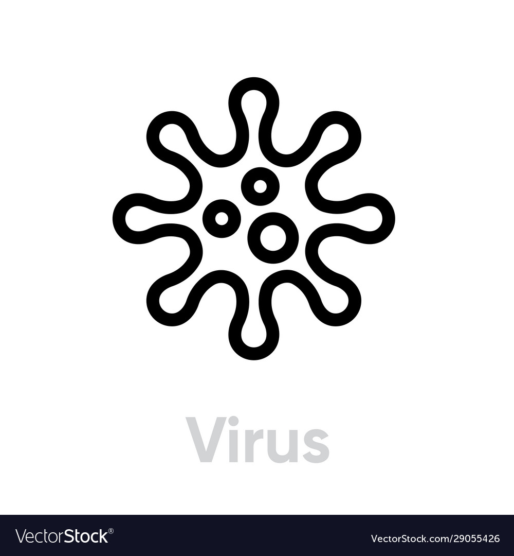 Download Virus icon editable line bacteria Royalty Free Vector Image