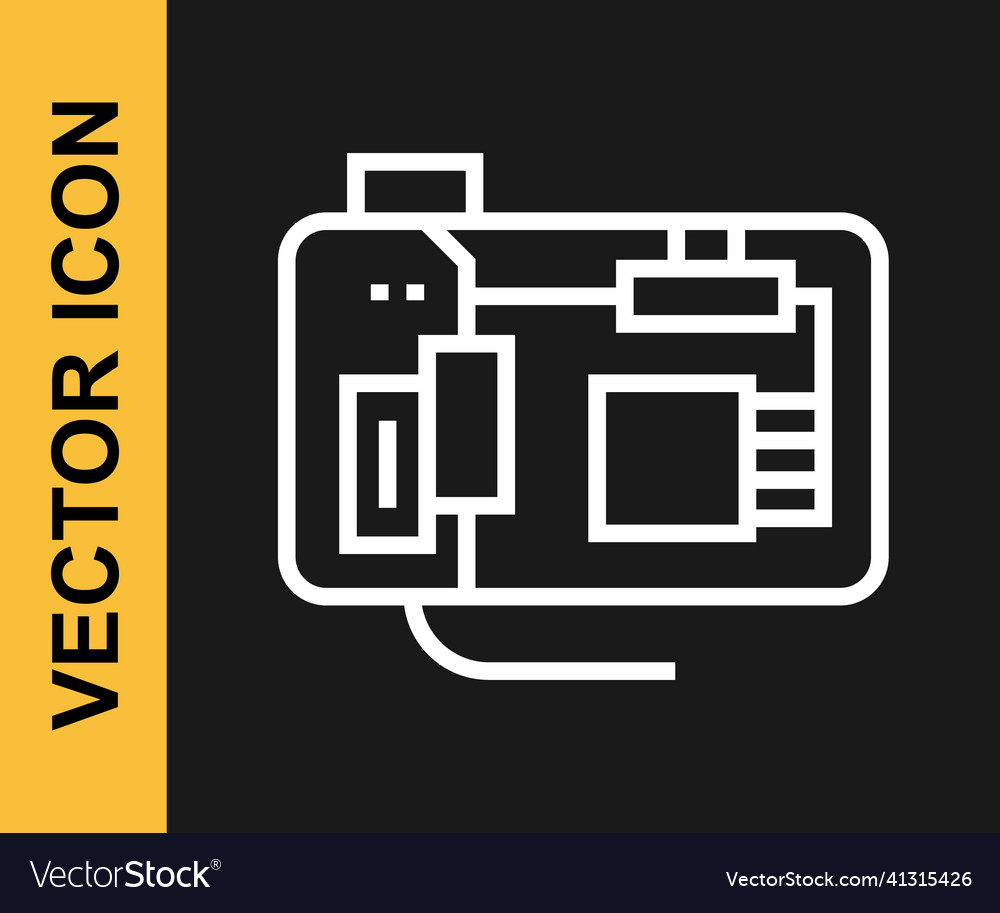 White line electronic computer components vector image White line electronic computer components