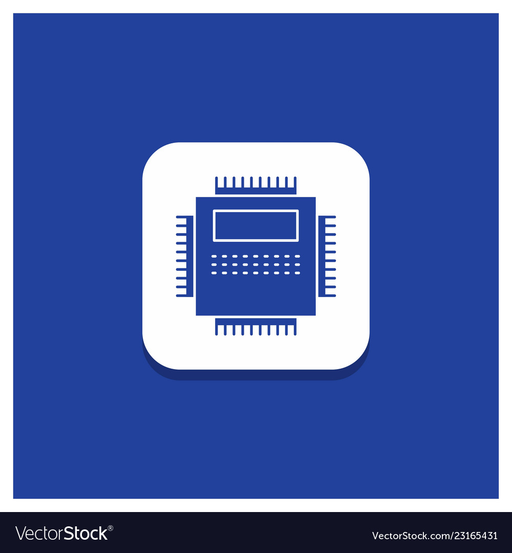 Blaue Runde Taste für Prozessor Hardware Computer vector image Blaue Runde Taste für Prozessor Hardware Computer