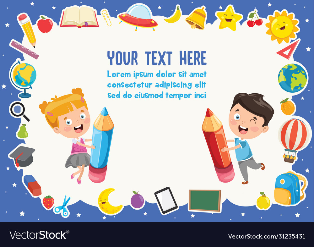 Colorful template with children Royalty Free Vector Image