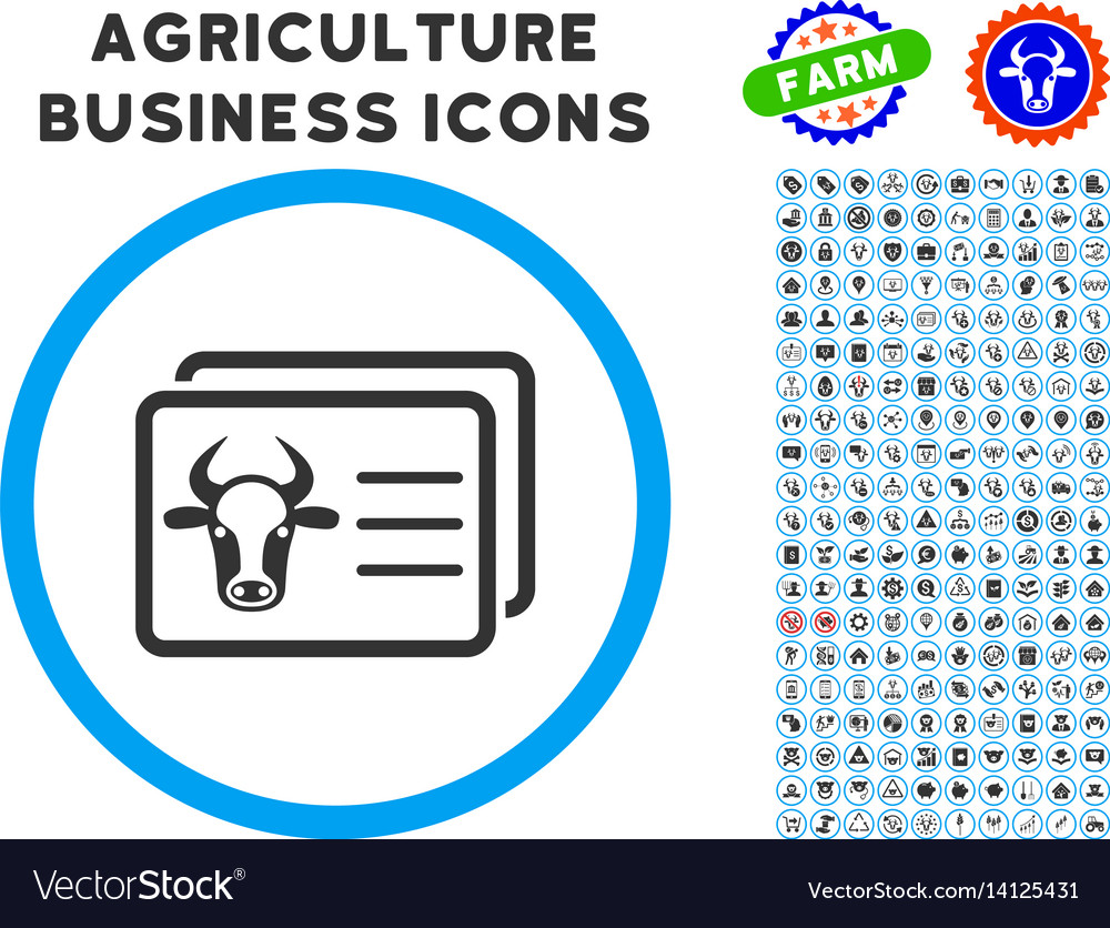 Cow account cards rounded icon with set