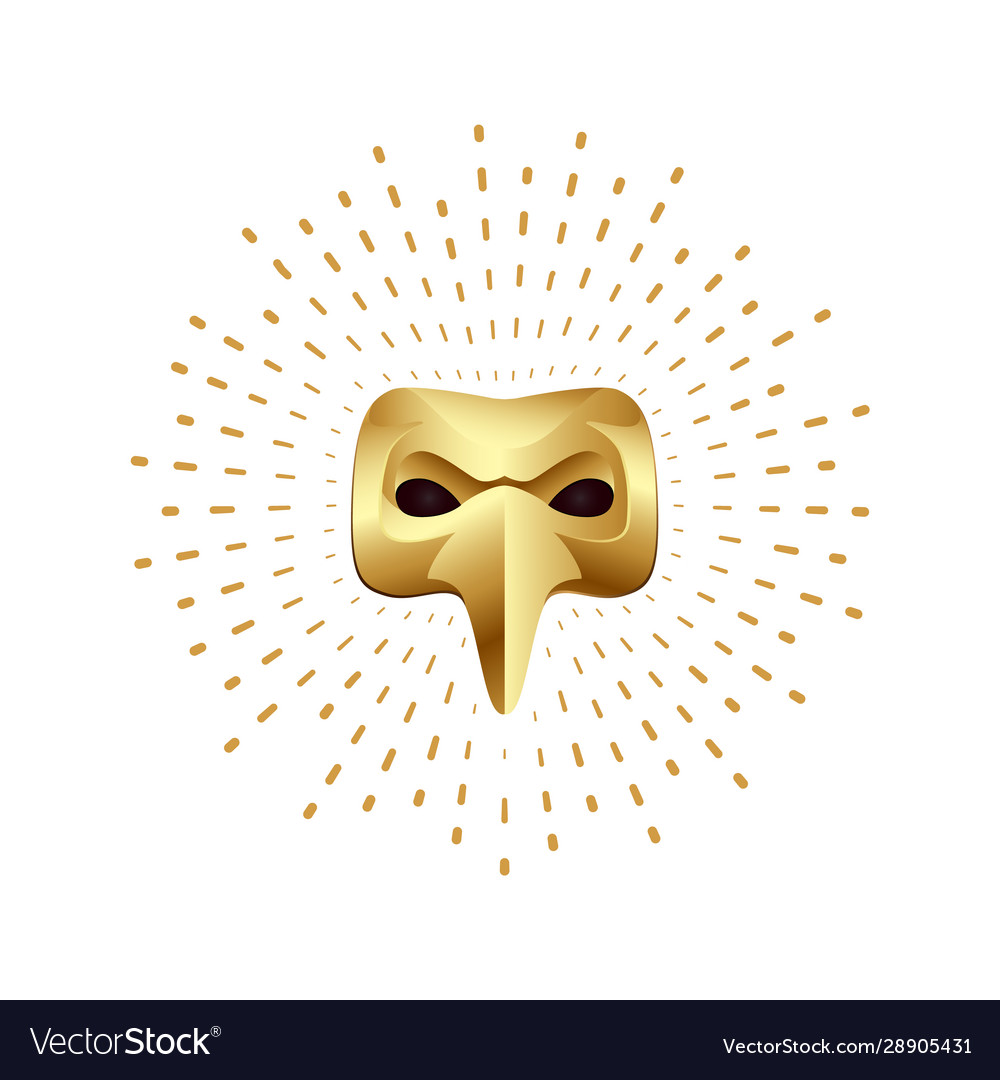 Golden plague doctor mask with splash halo