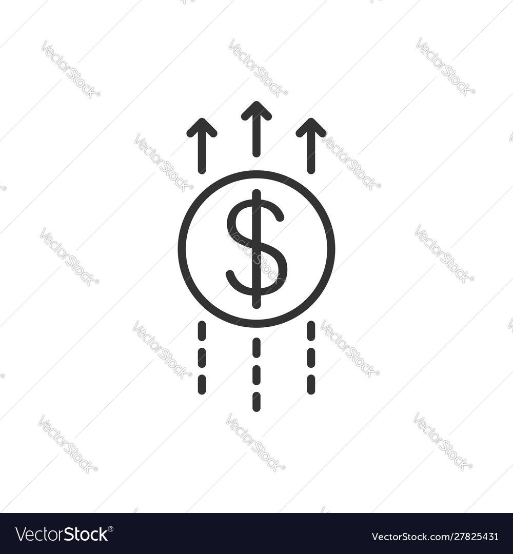 Growth arrow icon in flat style revenue on white