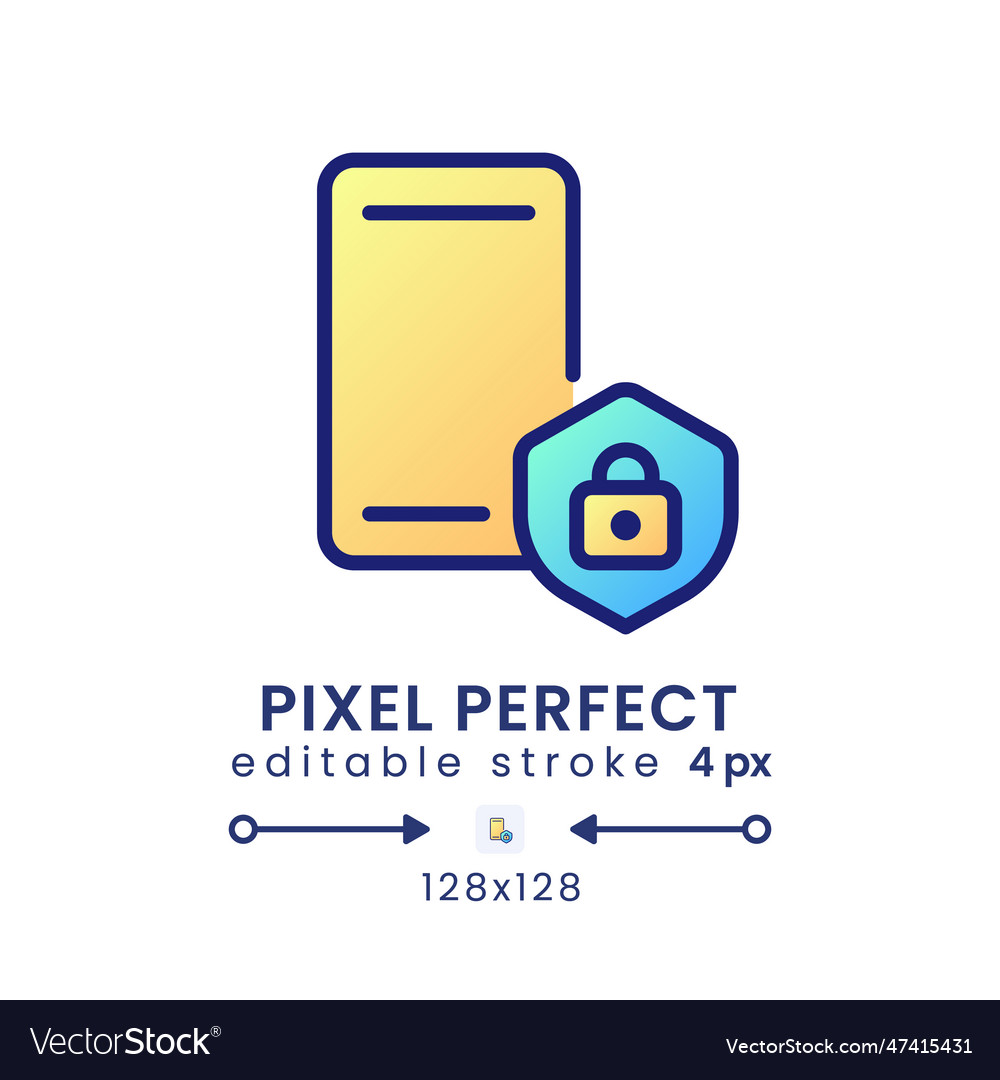Mobile device security gradient fill desktop icon vector image Mobile device security gradient fill desktop icon