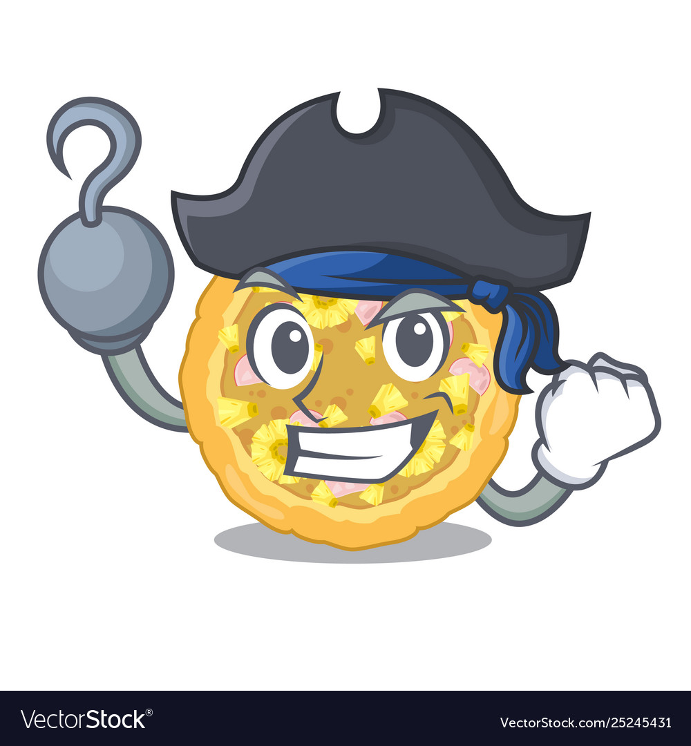 Pirate hawaiian pizza isolated in character Vector Image