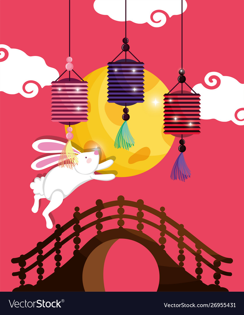 Rabbit happy moon festival image Royalty Free Vector Image