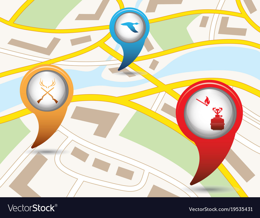 Set of tourism service map pointers