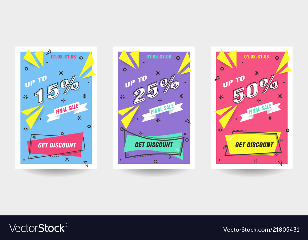 Trendy flat geometric banner set