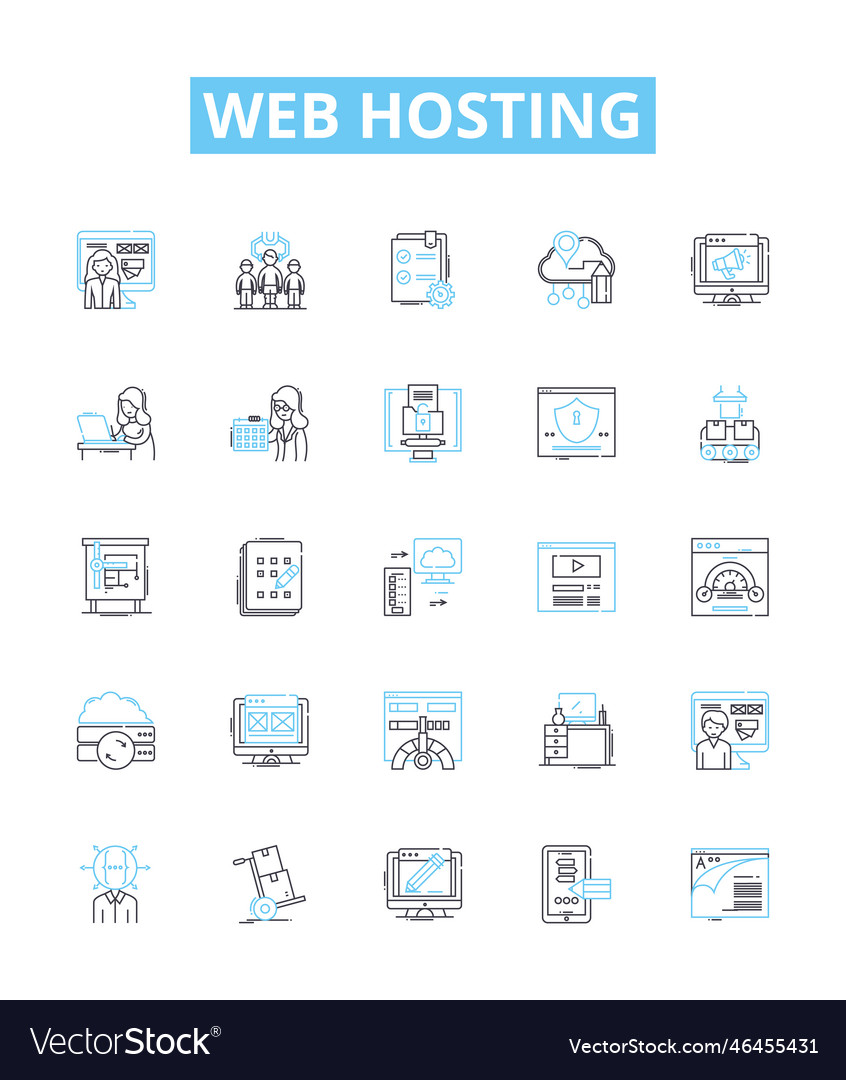 Web hosting line icons set