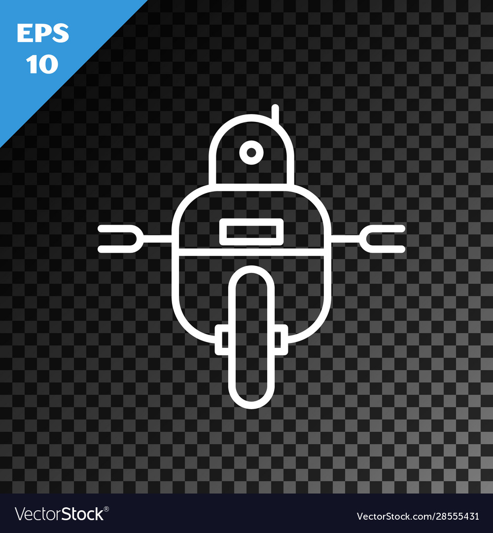 White line robot icon isolated on transparent vector image White line robot icon isolated on transparent