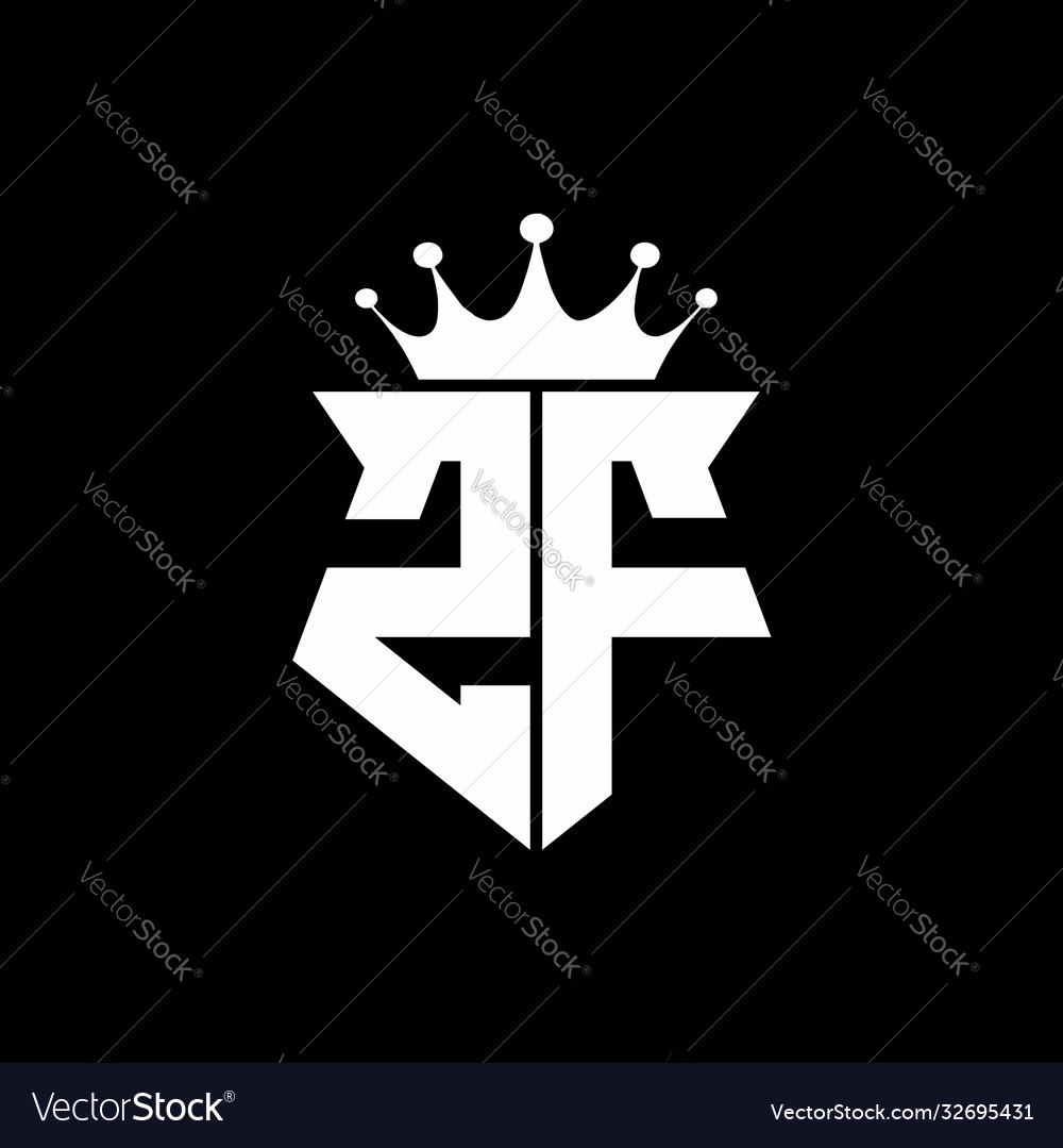 Zs logo monogram shield shape with crown design Vector Image