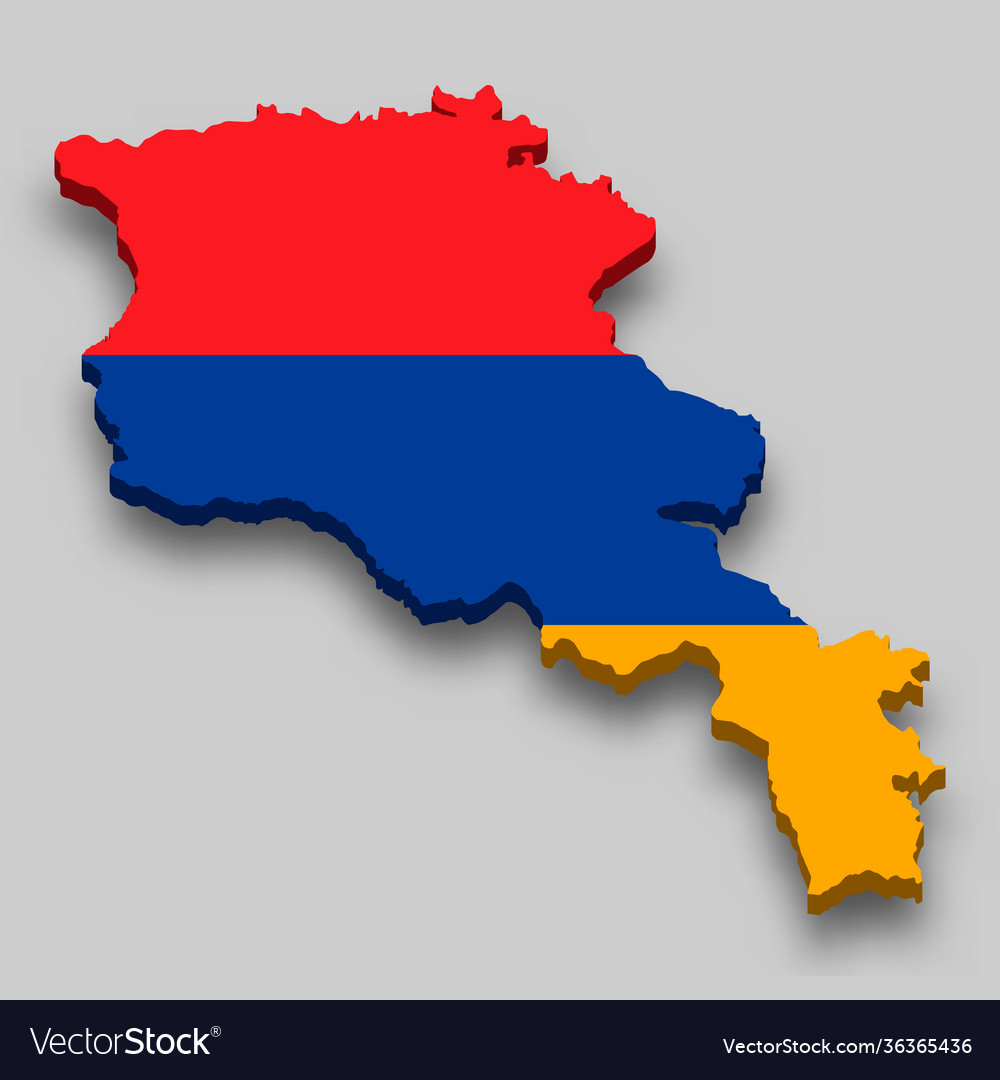 3d isometric map armenia with national flag Vector Image