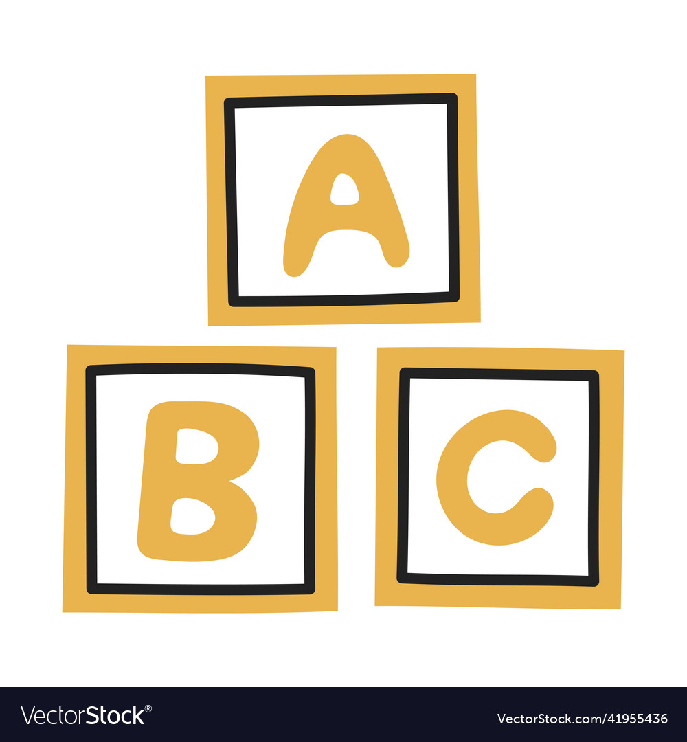 Abc block hand drawn doodle kid stuff icon