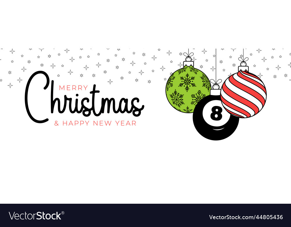 Billiard christmas greeting card in trendy line